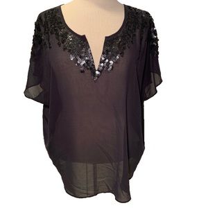🔥 Sheer gray sparkle blouse